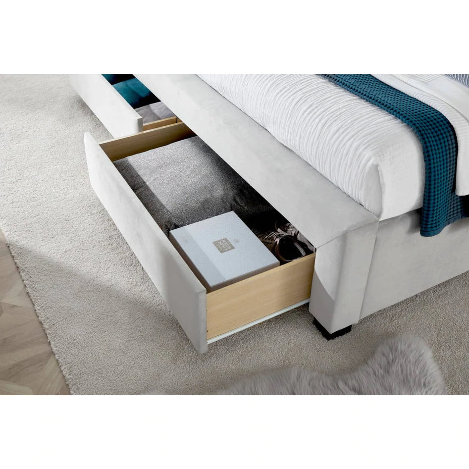 Newton Grey Velvet 4 Drawer Storage Bed - Double ModelBedroom