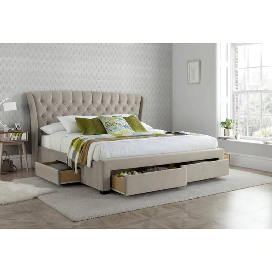 Newton Warmstone Velvet 4 Drawer Storage Bed - Double ModelBedroom