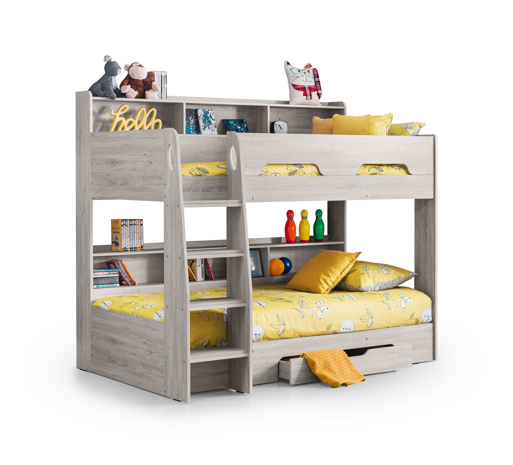 Orion Bunk Bed Grey Oak - Orion Bunk Bed with Storage Drawer ModelBedroom