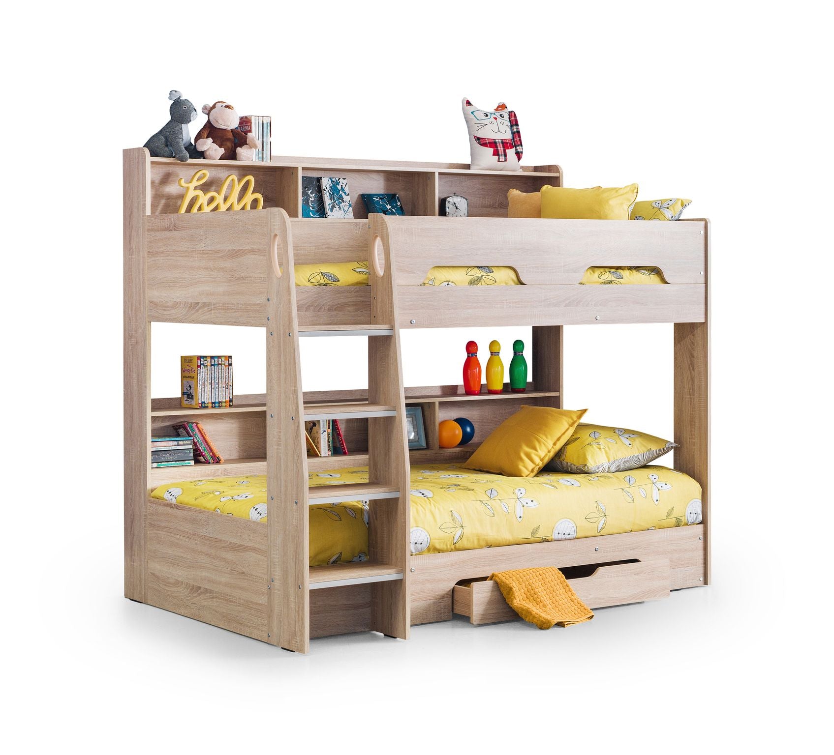 Orion Bunk Bed Sonoma Oak - Kids Single Bunk Bed With Shelves ModelBedroom