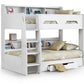 Orion Bunk Bed With Drawer and Shelves - White Bunk Bed with Storage Drawer ModelBedroom