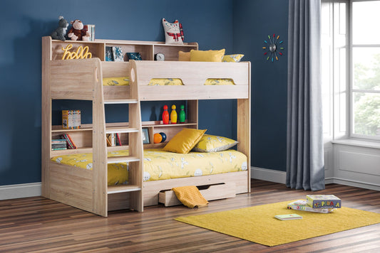 Orion Bunk Bed Sonoma Oak - Kids Single Bunk Bed With Shelves ModelBedroom