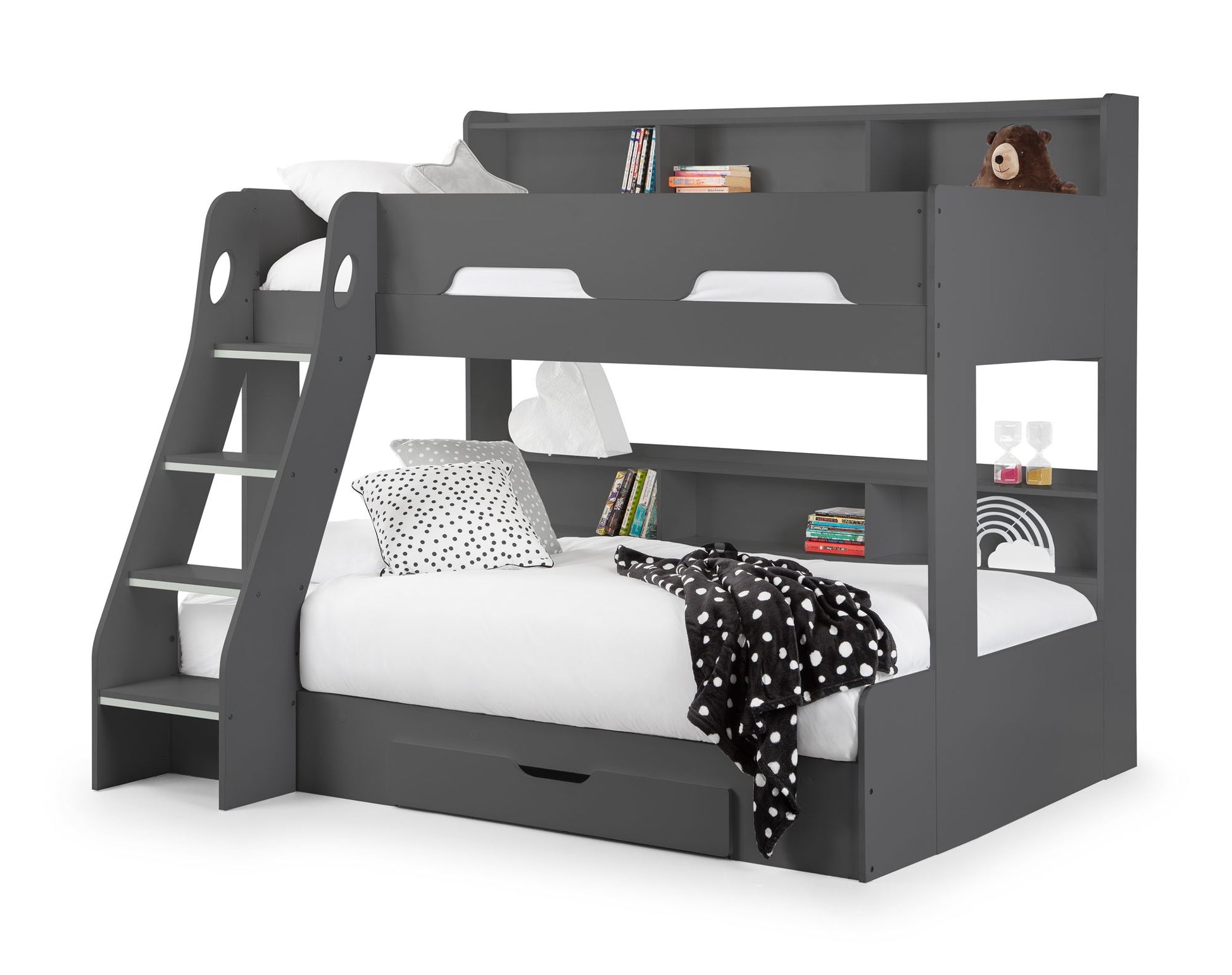 Orion Triple Sleeper Anthracite - Kids Triple Sleeper with Storage Drawer ModelBedroom