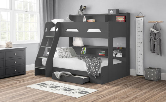 Orion Triple Sleeper Anthracite - Kids Triple Sleeper with Storage Drawer ModelBedroom