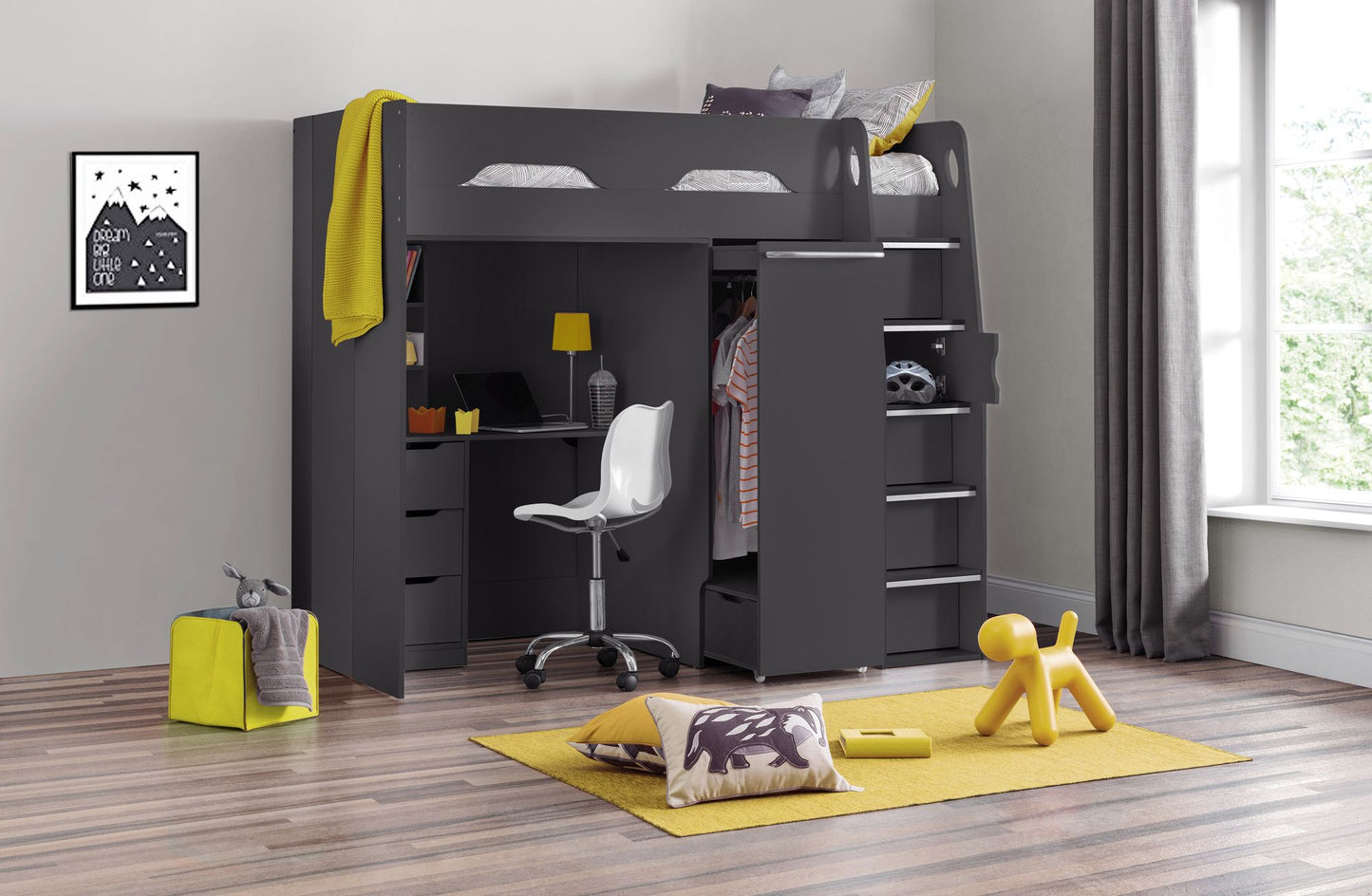 Pegasus High Sleeper Anthracite - High Sleeper with Wardrobe ModelBedroom