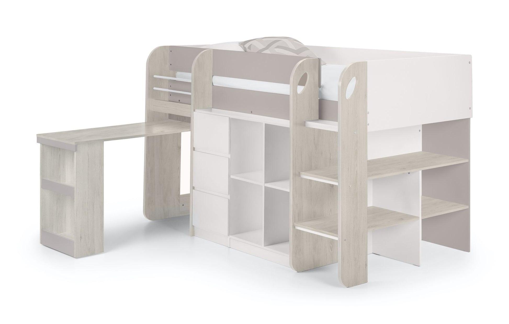 Saturn Mid Sleeper Taupe - Kids Mid Sleeper With Storage and Chest Drawer ModelBedroom