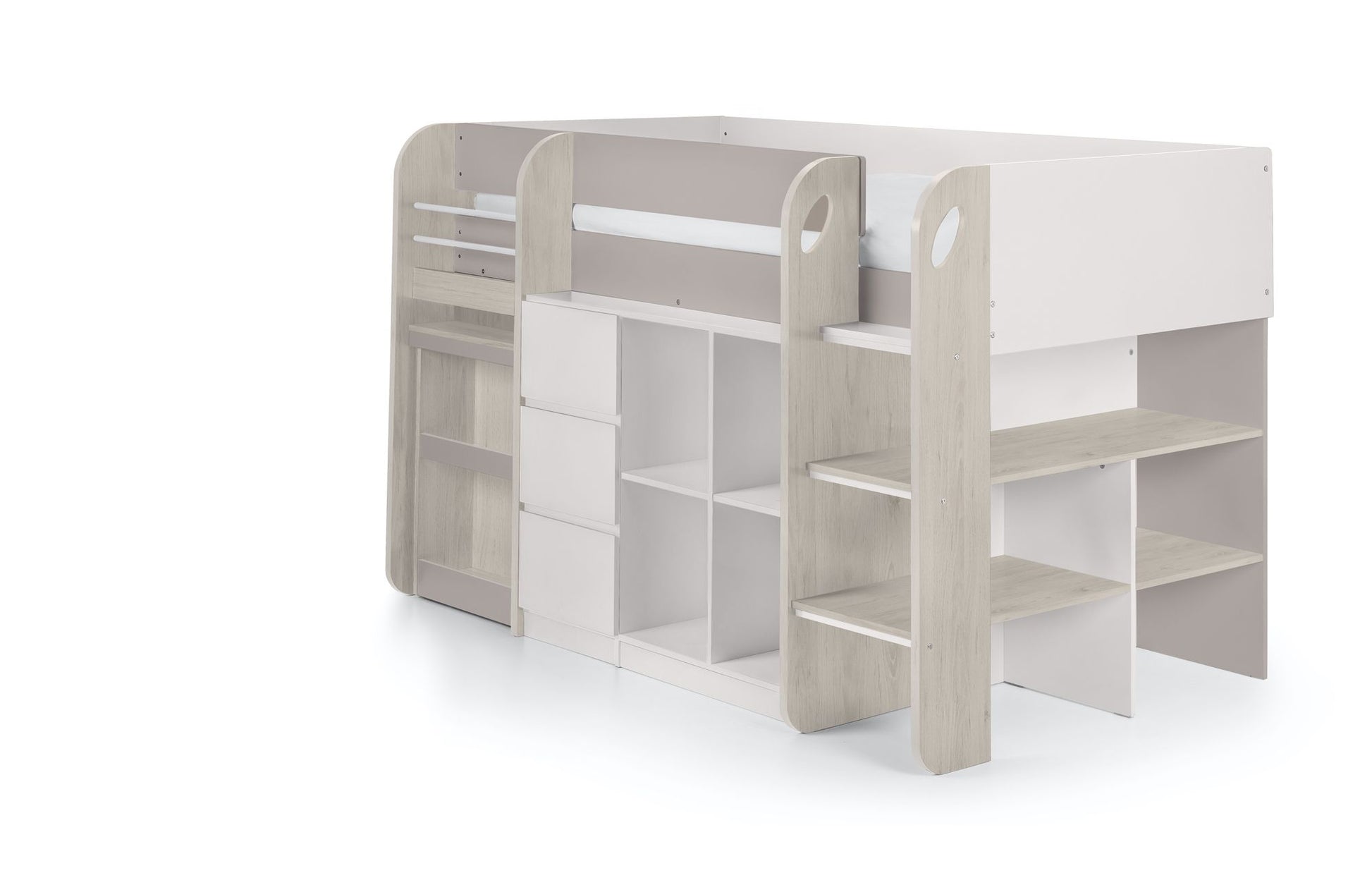 Saturn Mid Sleeper Taupe - Kids Mid Sleeper With Storage and Chest Drawer ModelBedroom