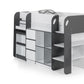 Saturn Mid Sleeper Charcoal & White - Mid Sleeper with Desk and Storage ModelBedroom
