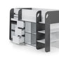 Saturn Mid Sleeper Charcoal & White - Mid Sleeper with Desk and Storage ModelBedroom