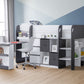 Saturn Mid Sleeper Charcoal & White - Mid Sleeper with Desk and Storage ModelBedroom