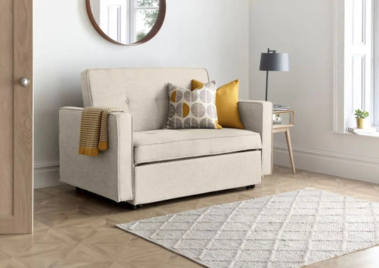 Troy Natural Linen Fabric Sofa Bed ModelBedroom