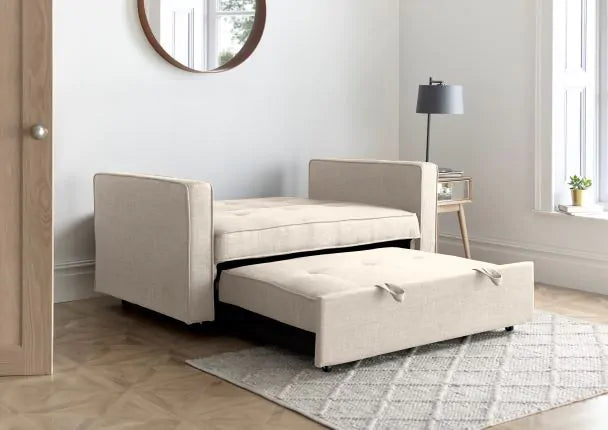 Troy Natural Linen Fabric Sofa Bed ModelBedroom