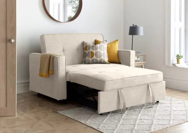 Troy Natural Linen Fabric Sofa Bed ModelBedroom