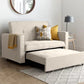 Troy Natural Linen Fabric Sofa Bed ModelBedroom