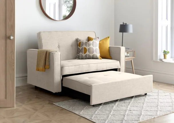 Troy Natural Linen Fabric Sofa Bed ModelBedroom