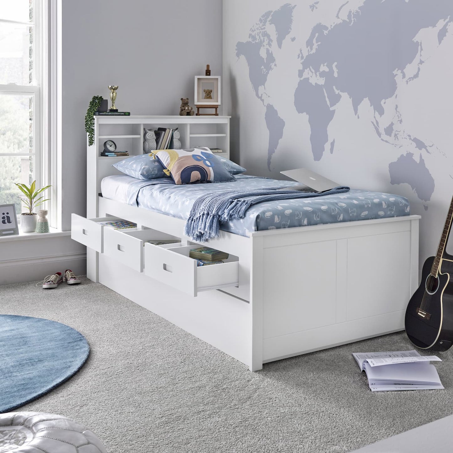 Bedmaster Veera White Wooden Guest Bed - Veera White Day Bed ModelBedroom