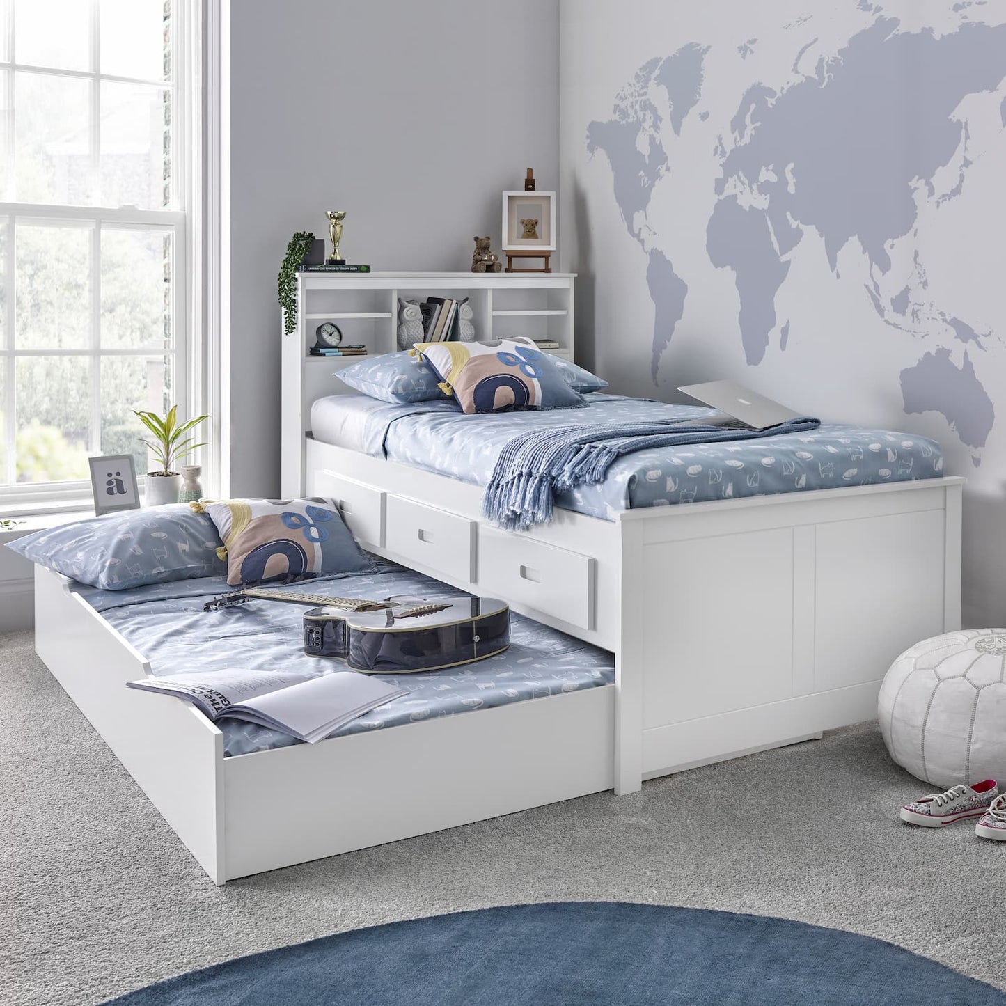 Bedmaster Veera White Wooden Guest Bed - Veera White Day Bed ModelBedroom