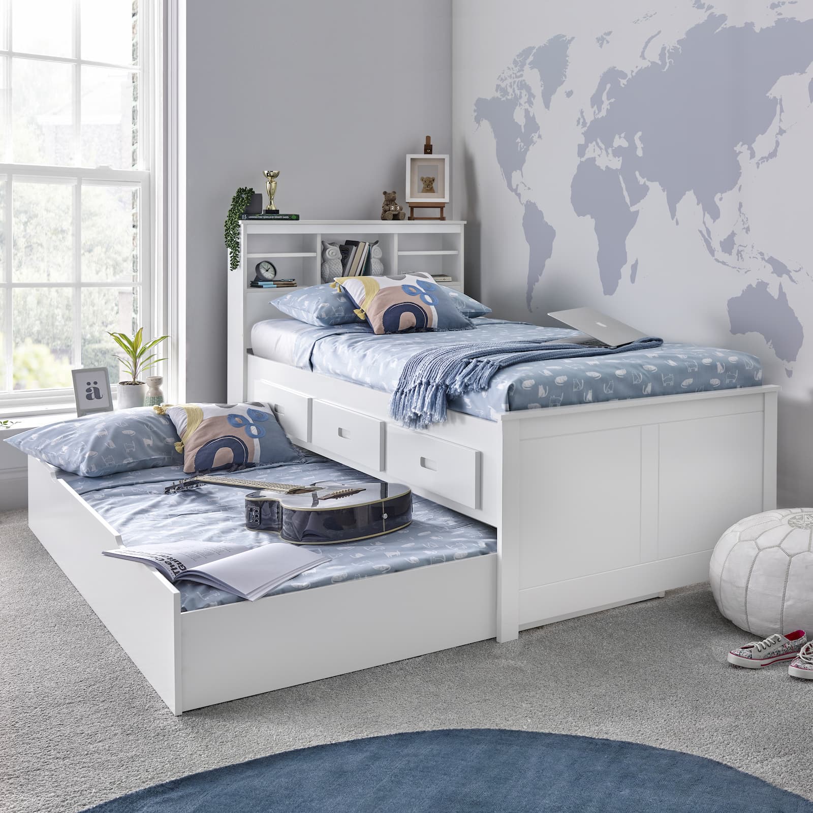 Bedmaster Veera White Wooden Guest Bed - Veera White Day Bed ModelBedroom