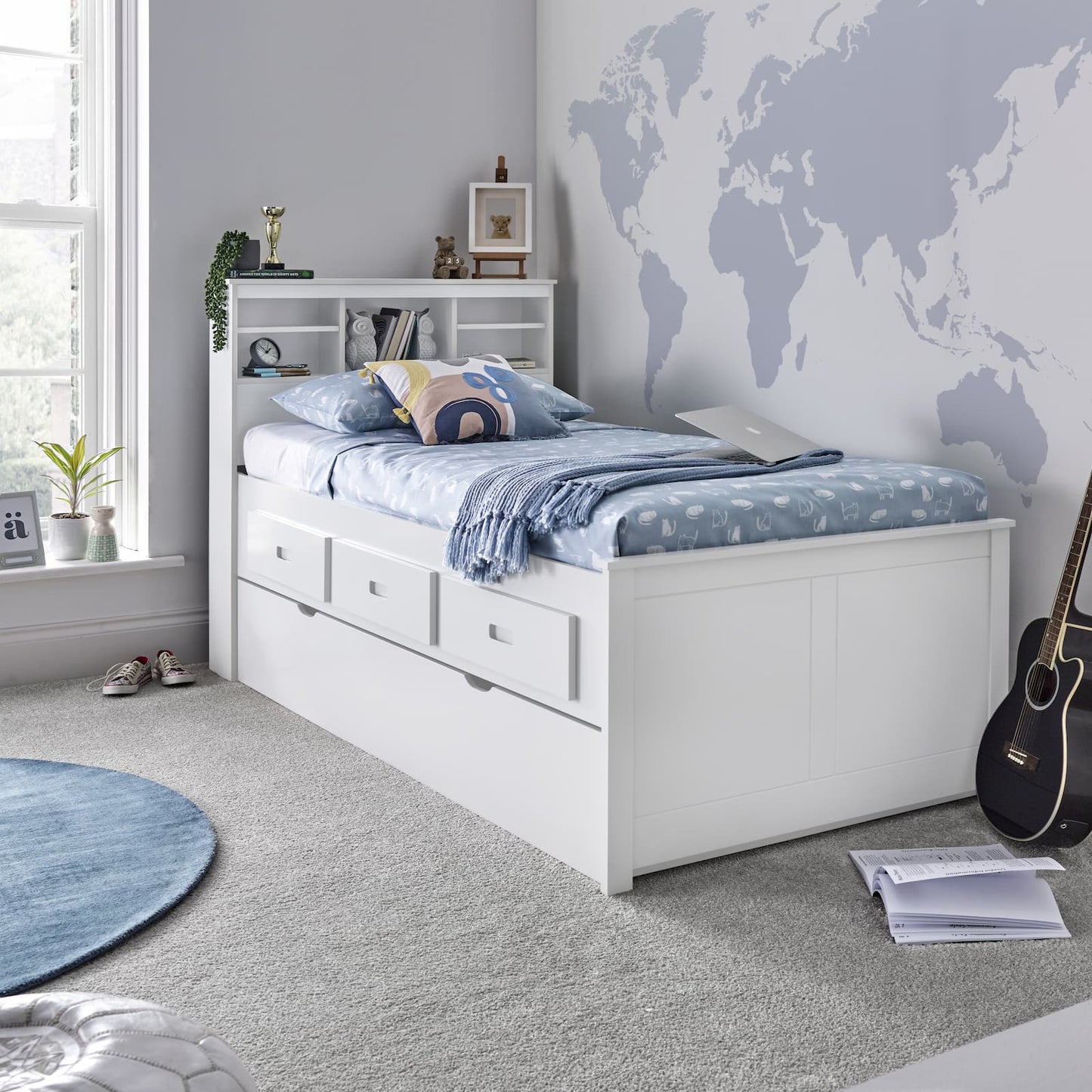 Bedmaster Veera White Wooden Guest Bed - Veera White Day Bed ModelBedroom