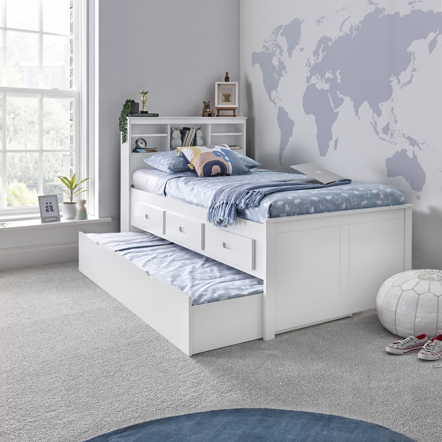 Bedmaster Veera White Wooden Guest Bed - Veera White Day Bed ModelBedroom