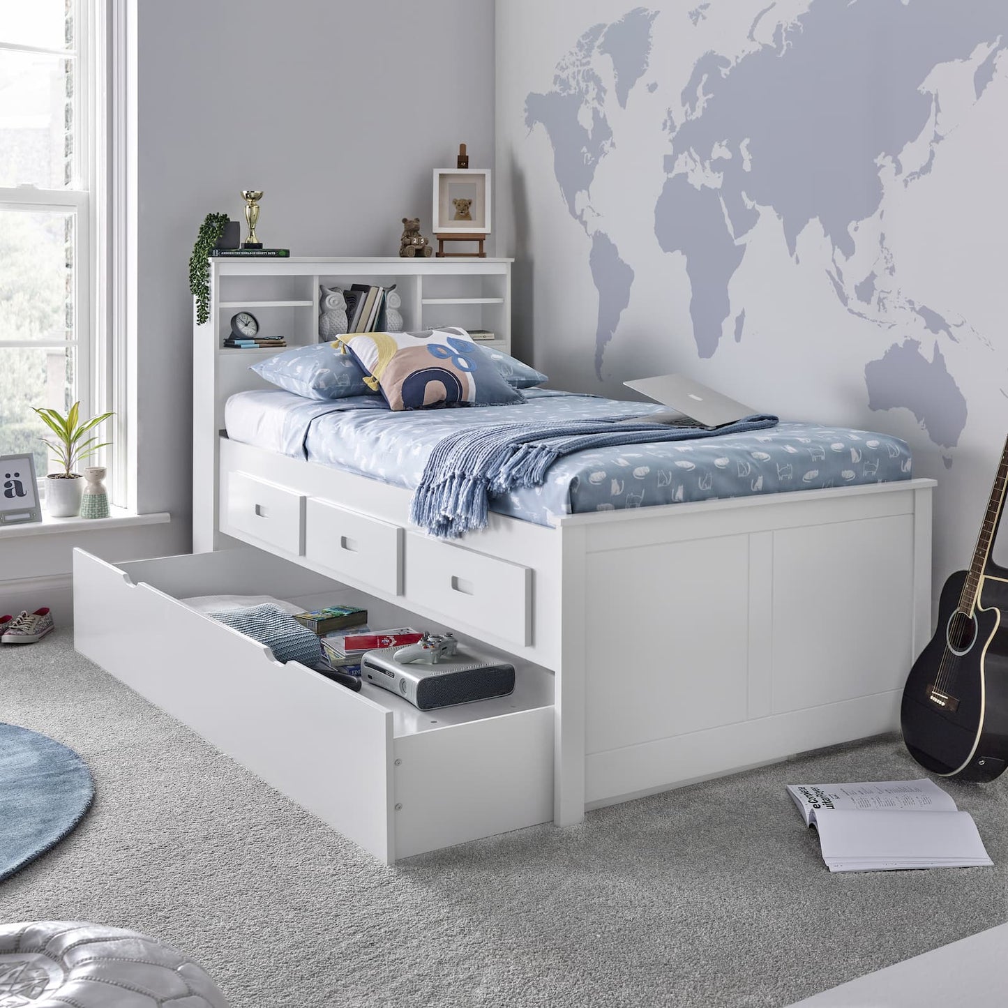 Bedmaster Veera White Wooden Guest Bed - Veera White Day Bed ModelBedroom