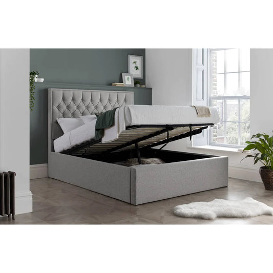 Wilson Grey Fabric Ottoman Bed - Double ModelBedroom