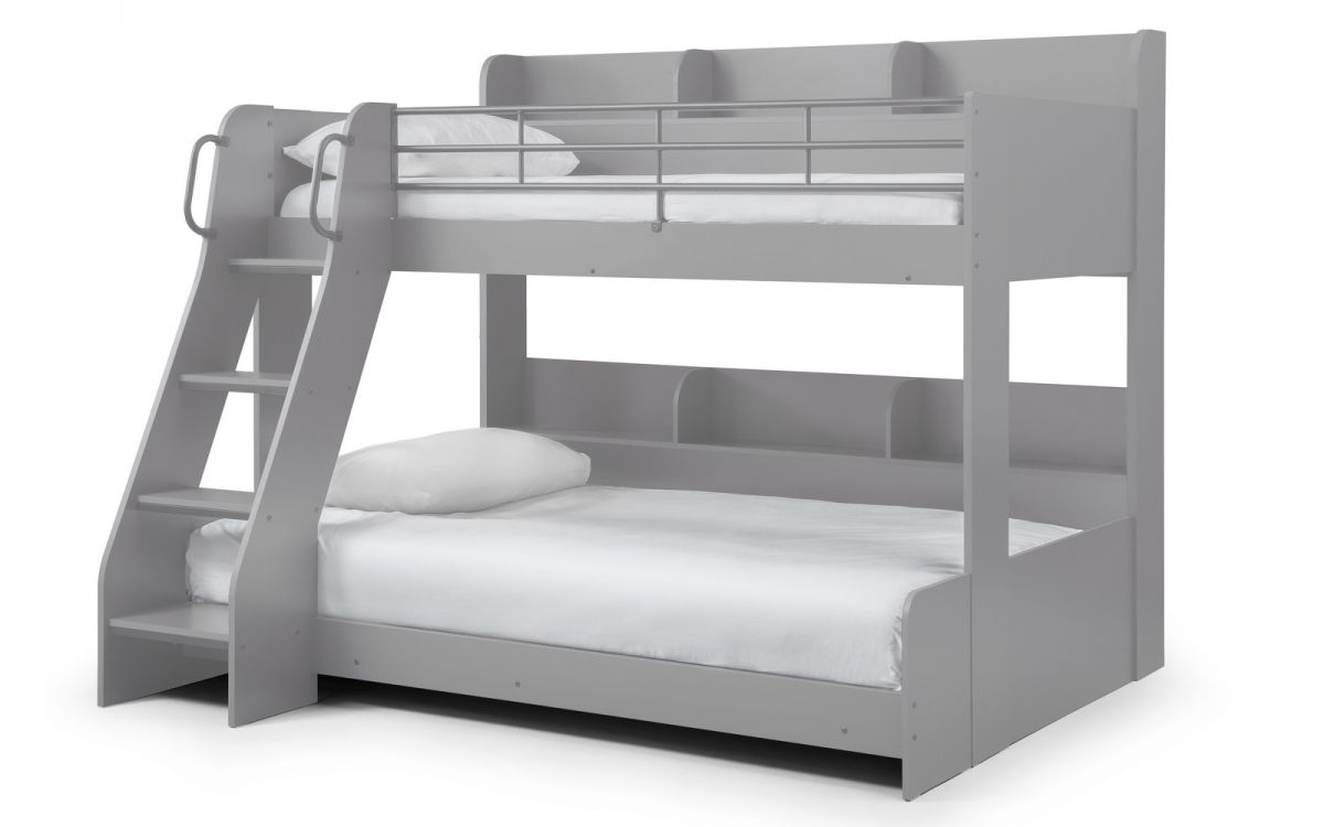 Domino Triple Sleeper Light Grey - Light Grey Wooden Triple Bunk Bed ModelBedroom