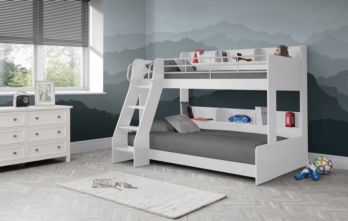 Domino Triple Sleeper White - Triple Sleeper Bunk Bed for Kids ModelBedroom