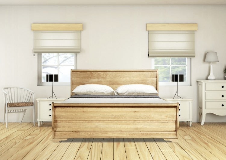 Luxury Windsor Solid Oak Sleigh Ottoman Bed ModelBedroom