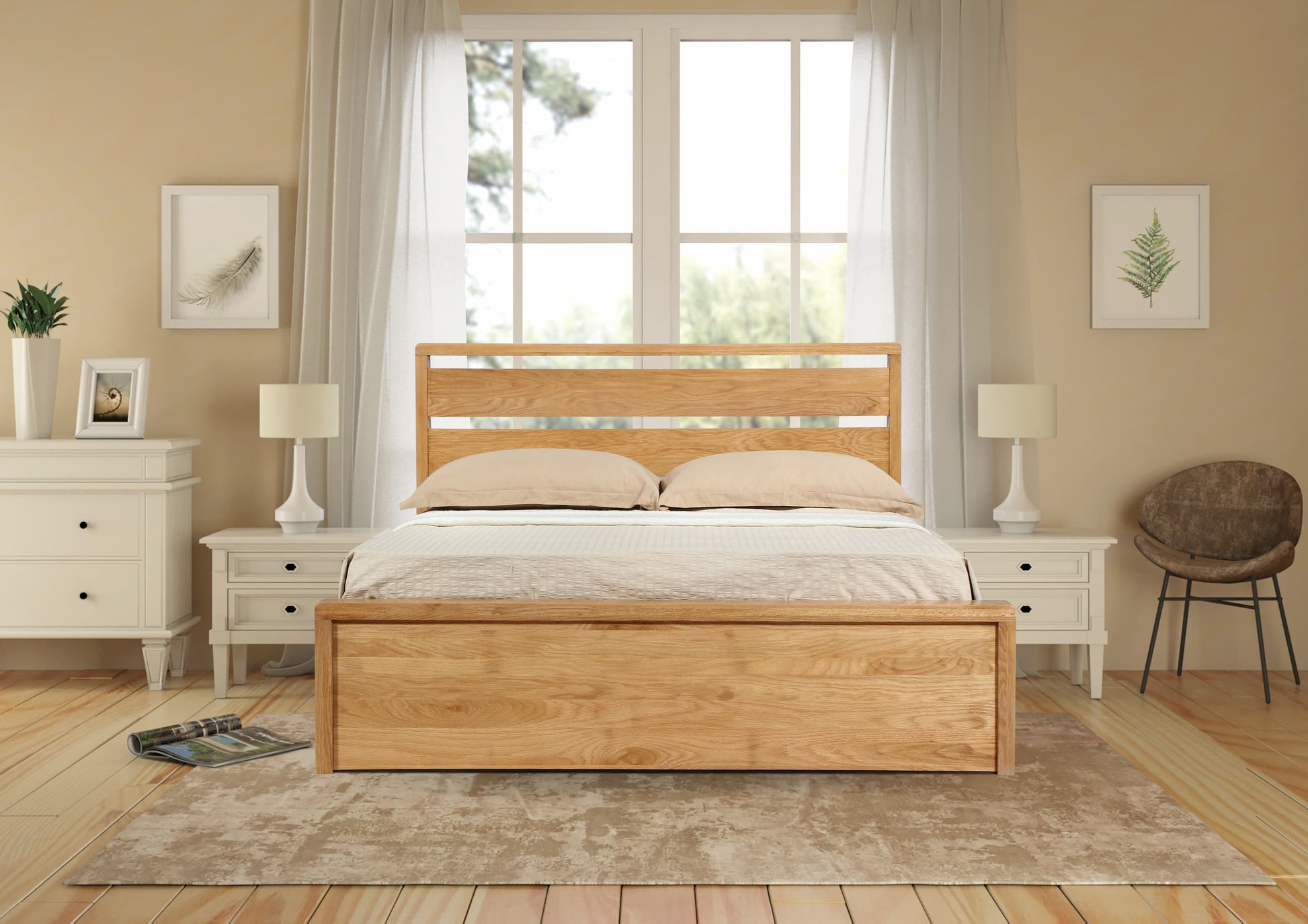 Luxury Modena Solid Oak Ottoman Storage Bed ModelBedroom