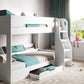 Flair Flick Bunk Bed White with Shelves And Drawer - Kids Single Bunk Bed ModelBedroom