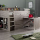 Jupiter Mid Sleeper Grey Oak - Kids Grey Mid Sleeper with Desk and Storage ModelBedroom