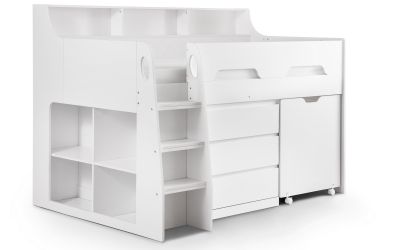 Jupiter Mid Sleeper White - Kids White Mid Sleeper with Desk and Storage ModelBedroom