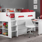Jupiter Mid Sleeper White - Kids White Mid Sleeper with Desk and Storage ModelBedroom