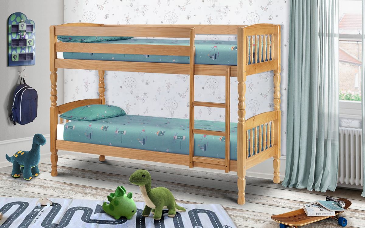 Lincoln Bunk Bed 76CM - Solid Pine Bunk Bed ModelBedroom