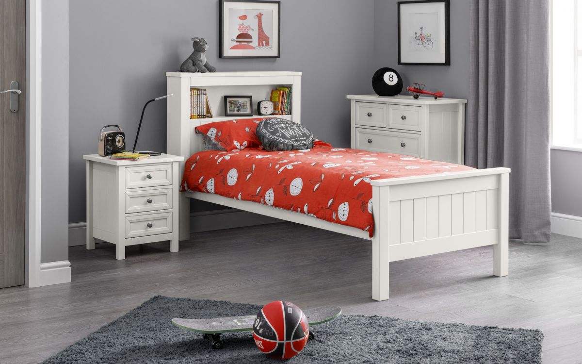 Maine Bookcase Bed Surf White - Teenage Single Bed ModelBedroom